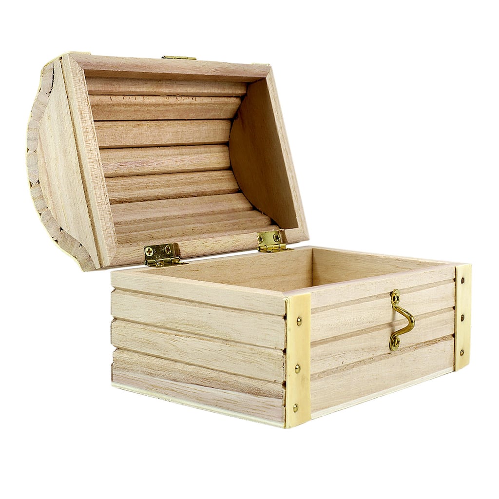 Artminds Wood Treasure Chest 5 12 X, Unfinished Wood Storage Trunk